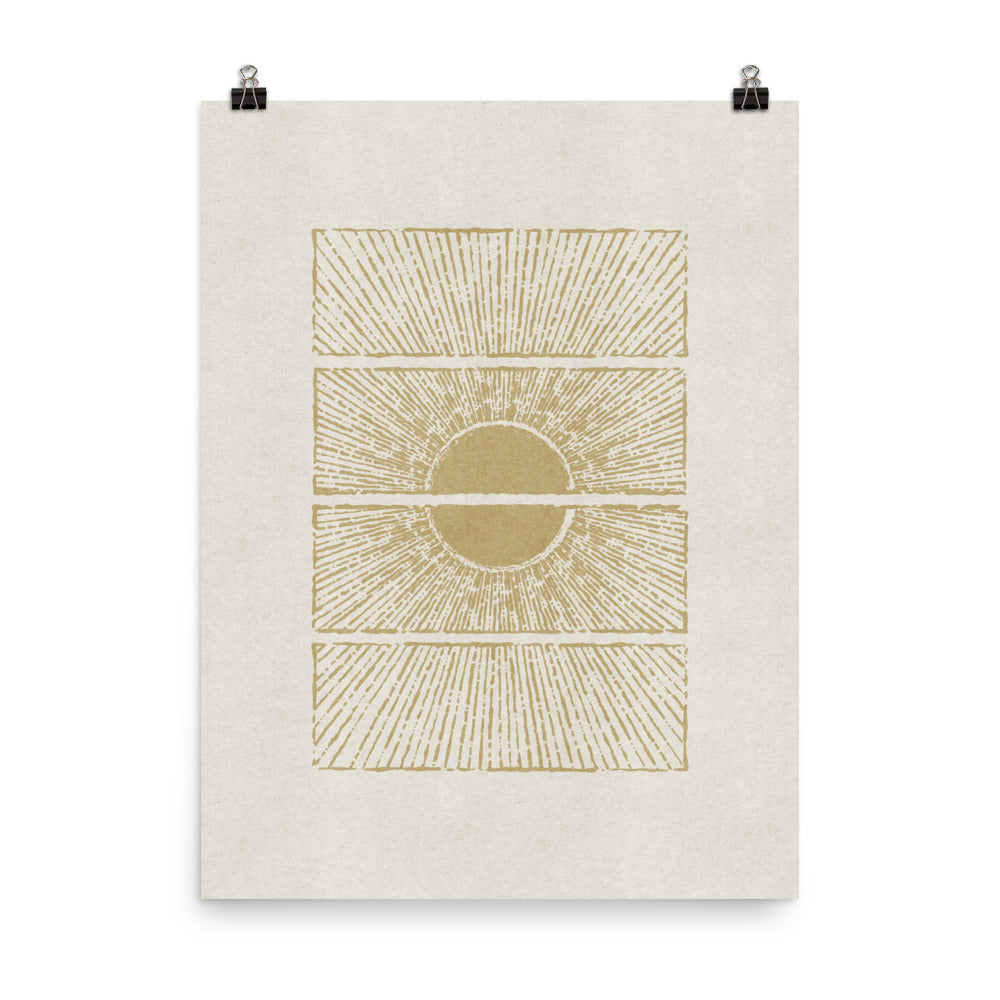 Abstract Print "Split-Sun" (White / Gold)