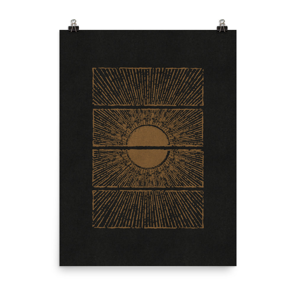 Abstract Print "Split-Sun" (Black / Gold)