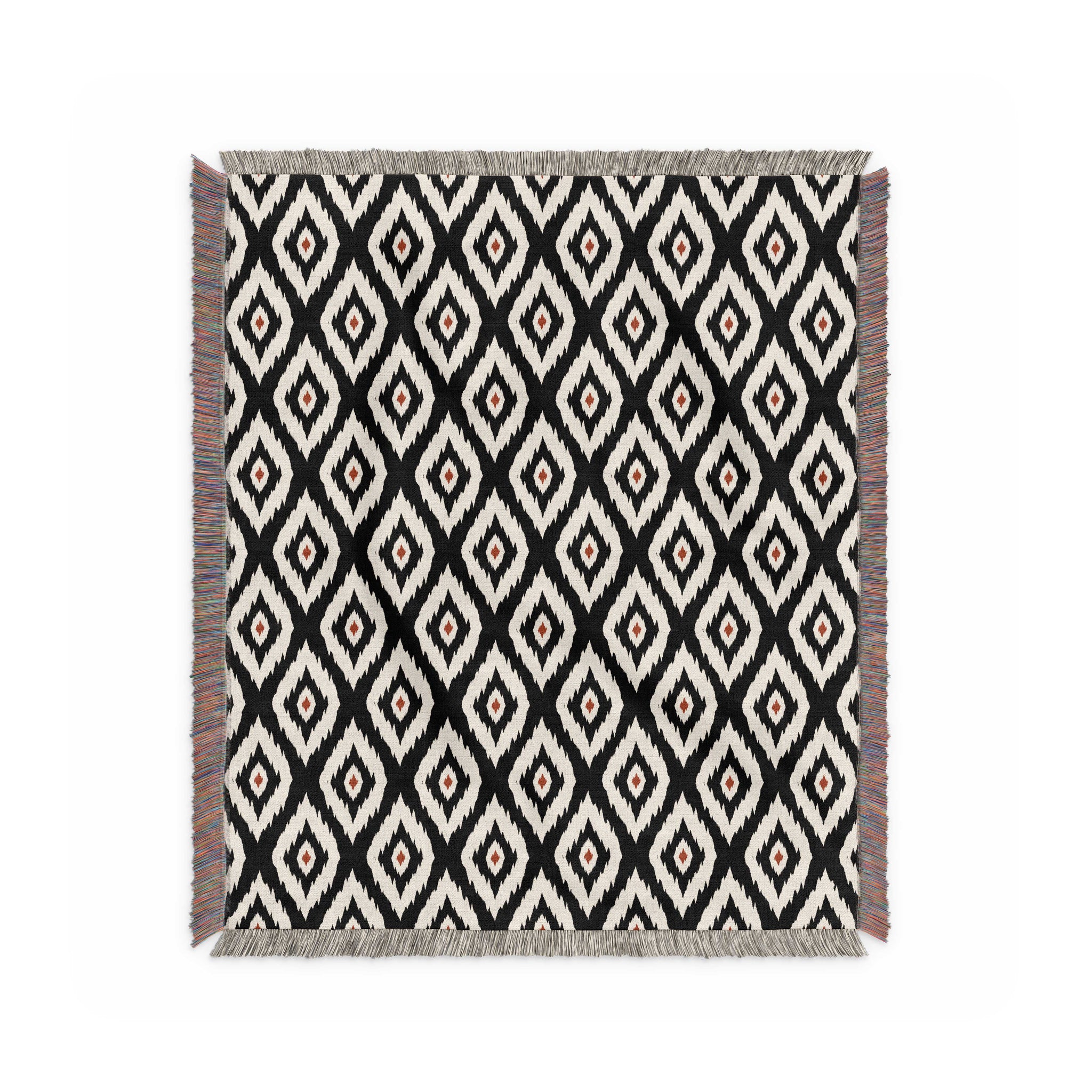 “Nopal” Abstract Pattern Throw Blanket (Black/Red)