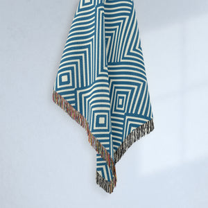 “PERMANENCE” ABSTRACT PATTERN THROW BLANKET (SLATE BLUE)