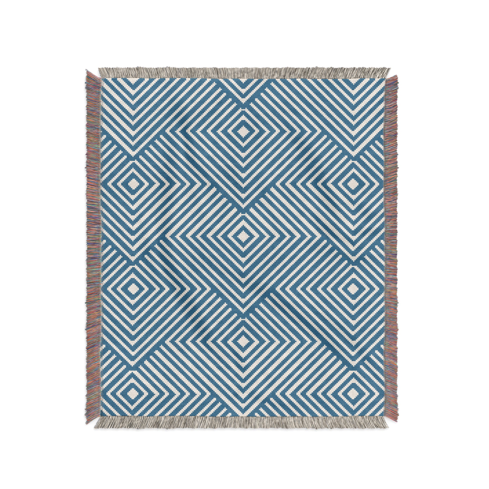 “PERMANENCE” ABSTRACT PATTERN THROW BLANKET (SLATE BLUE)