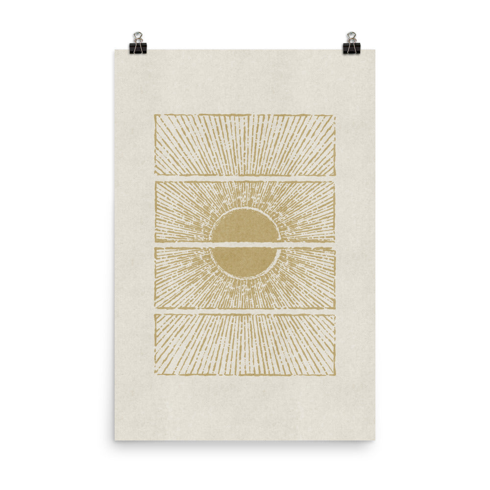 Abstract Print "Split-Sun" (White / Gold)
